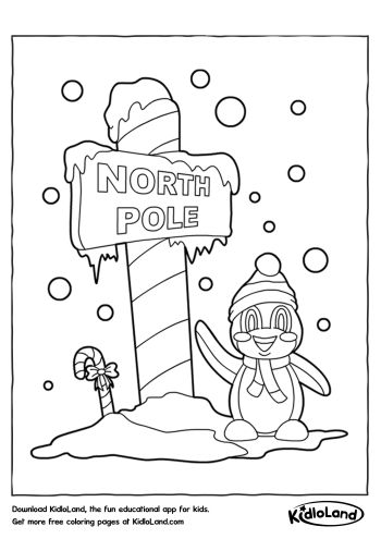 North Pole Sign Coloring Page Printable